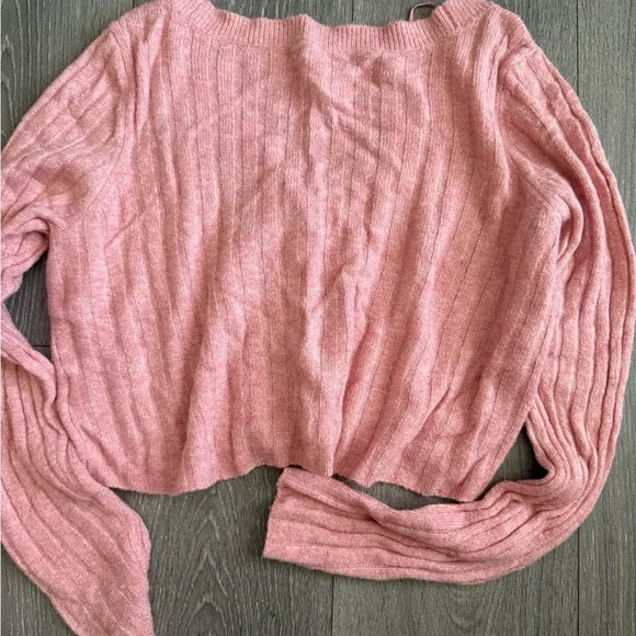 Pink Ribbed Button-Up Cardigan - Picture 4 of 4